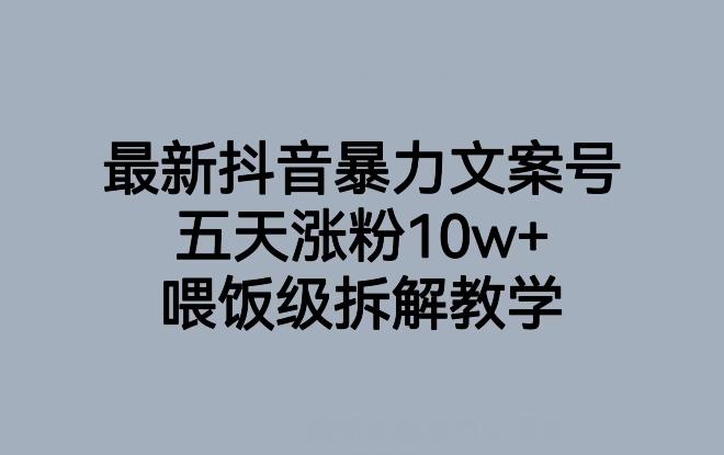 最新抖音暴力文案号，五天涨粉10w+，喂饭级拆解教学-副业网创