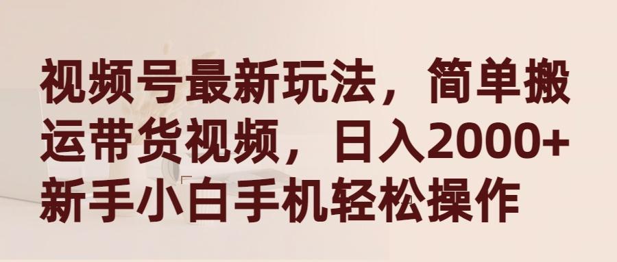 (9486期)视频号最新玩法，简单搬运带货视频，日入2000+，新手小白手机轻松操作-副业网创