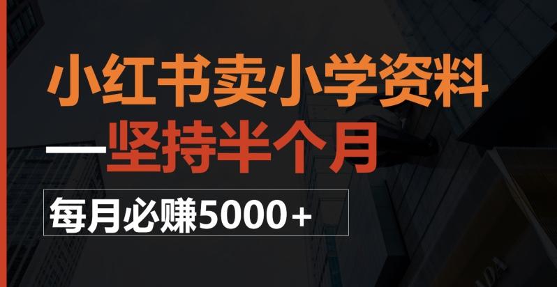小红书卖小学资料，一坚持半个月，每月必赚5000+-副业网创