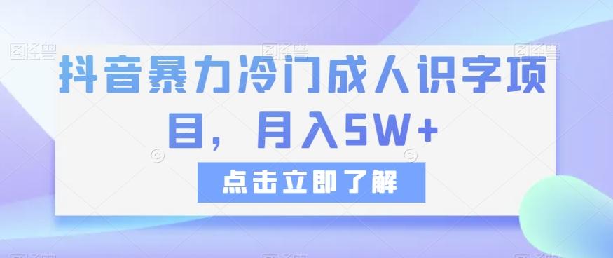 抖音暴力冷门成人识字项目，月入5W+【揭秘】-副业网创