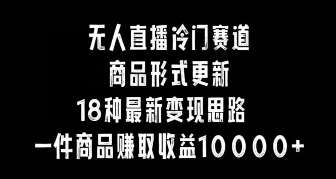 无人直播冷门赛道，商品形式更新，18种变现思路，一件商品赚取收益10000+【揭秘】-副业网创