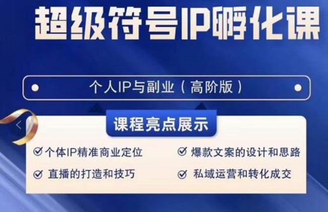 超级符号IP孵化高阶课，建立流量思维底层逻辑，打造属于自己IP（51节课）-副业网创