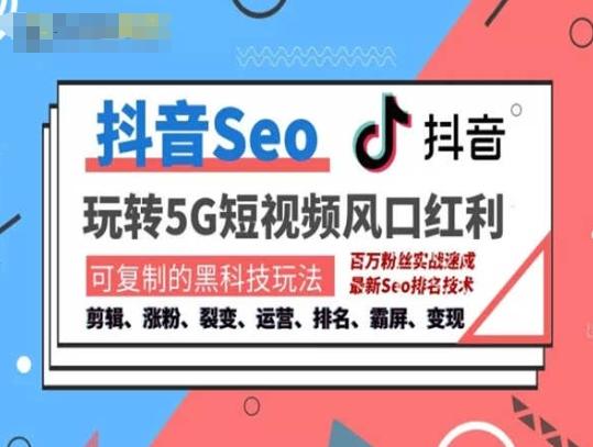 抖音SEO引流培训课程-抓住抖音风口，实现搜索排名，获取精准流量，快速成交变现-副业网创