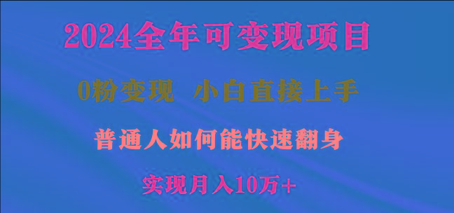 2024全年可变现项目，一天收益至少2000+，小白上手快，普通人就要利用互…-副业网创