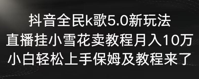 抖音全民k歌5.0新玩法，直播挂小雪花卖教程月入10万，小白轻松上手，保姆及教程来了【揭秘】-副业网创