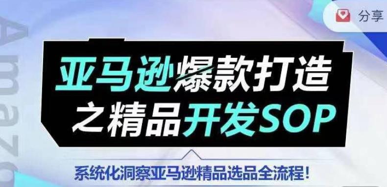 【训练营】亚马逊爆款打造之精品开发SOP，系统化洞察亚马逊精品选品全流程-副业网创