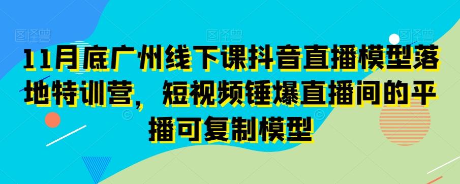 11月底广州线下课抖音直播模型落地特训营，短视频锤爆直播间的平播可复制模型-副业网创