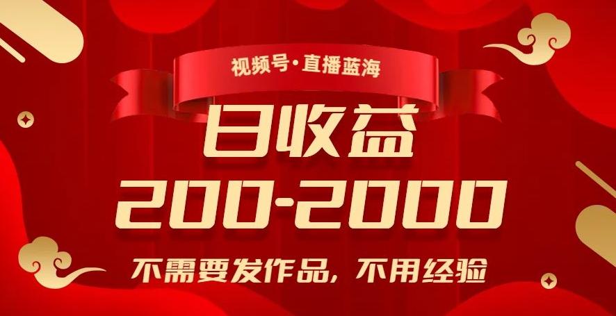 视频号直播蓝海，不需要发作品，不用经验，日入200-2000+【揭秘】-副业网创