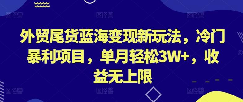 外贸尾货蓝海变现新玩法，冷门暴利项目，单月轻松3W+，收益无上限【揭秘】-副业网创