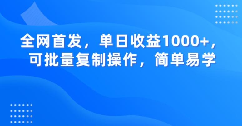 全网首发，单日收益1000+，可批量复制操作，简单易学【揭秘】-副业网创
