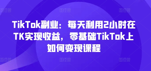 TikTok副业：每天利用2小时在TK实现收益，零基础TikTok上如何变现课程-副业网创