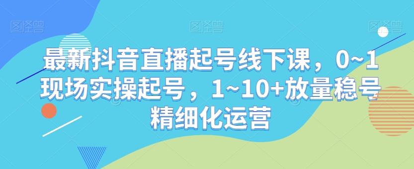 最新抖音直播起号线下课，0~1现场实操起号，1~10+放量稳号精细化运营-副业网创