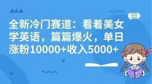 全新冷门赛道：看着美女学英语，篇篇爆火，单日涨粉10000+收入5000+-副业网创