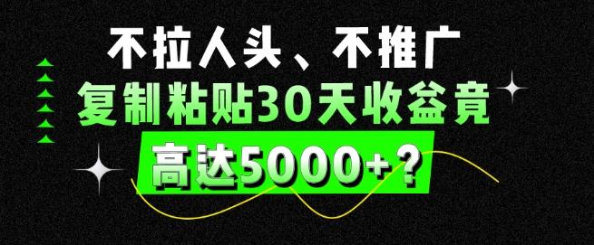 不拉人头、不推广，复制粘贴30天收益竟高达5000+？-副业网创