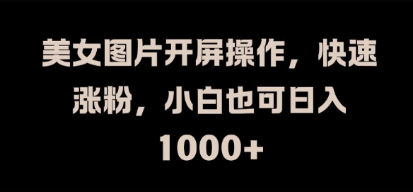 美女图片开屏操作，快速涨粉，小白也可日入1k【揭秘】-副业网创