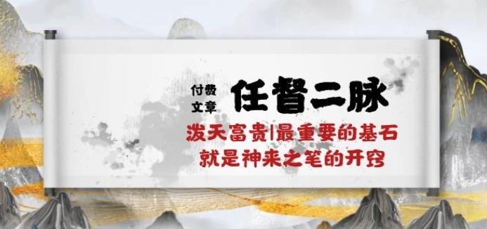 某付费文章《任督 二脉 泼天富贵|最重要的基石 就是神来之笔的开窍|万字》-副业网创