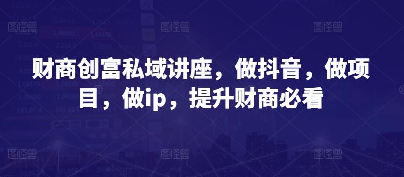 财商创富私域讲座，做抖音，做项目，做ip，提升财商必看-副业网创