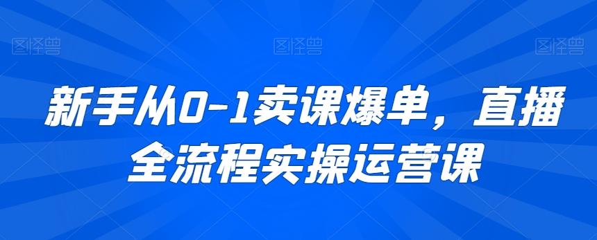 新手从0-1卖课爆单，直播全流程实操运营课-副业网创