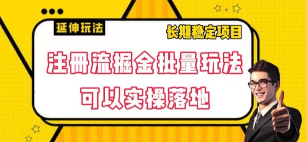 注册流掘金批量玩法，可以实操落地【揭秘】-副业网创
