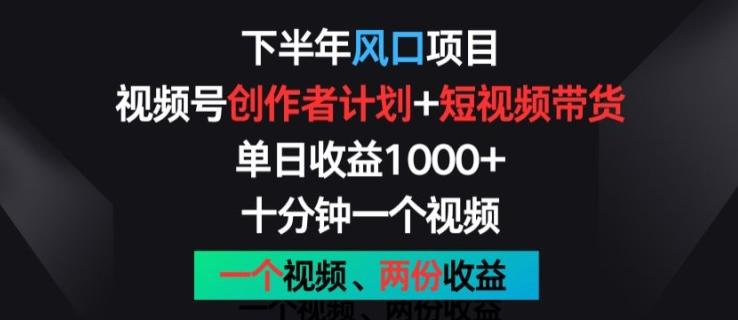 下半年风口项目，视频号创作者计划+视频带货，一个视频两份收益，十分钟一个视频【揭秘】-副业网创
