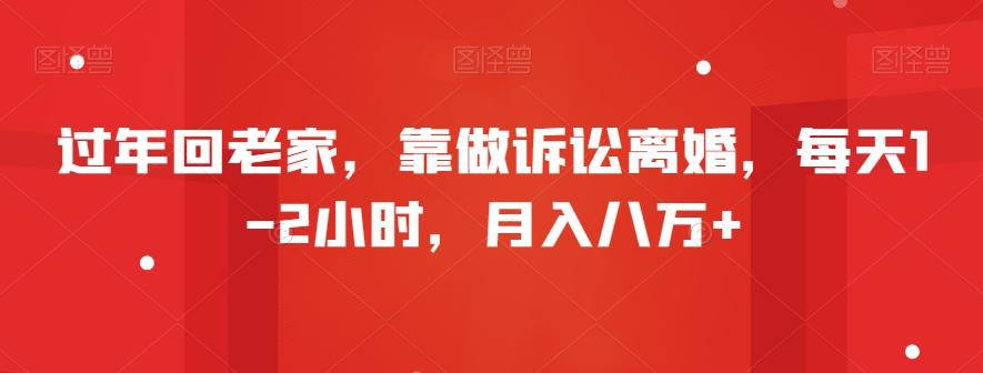 过年回老家，靠做诉讼离婚，每天1-2小时，月入八万+-副业网创