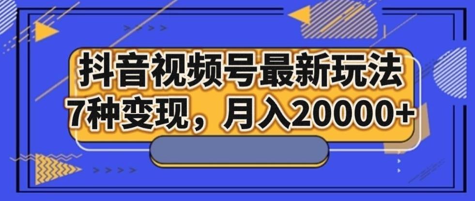 抖音视频号最新玩法，7种变现，月入20000+-副业网创