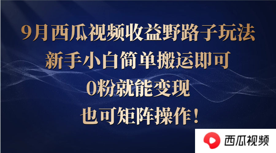 西瓜视频收益野路子玩法，新手小白简单搬运即可，0粉就能变现，也可矩…-副业网创