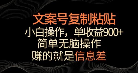 文案号掘金，简单复制粘贴，小白操作，单作品收益900+【揭秘】-副业网创