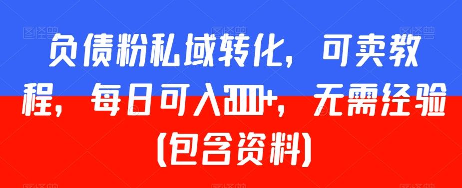 负债粉私域转化，可卖教程，每日可入2000+，无需经验（包含资料）【揭秘】-副业网创