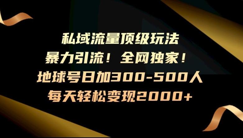 暴力引流，全网独家，地球号日加300-500人，私域流量顶级玩法，每天轻松变现2000+-副业网创