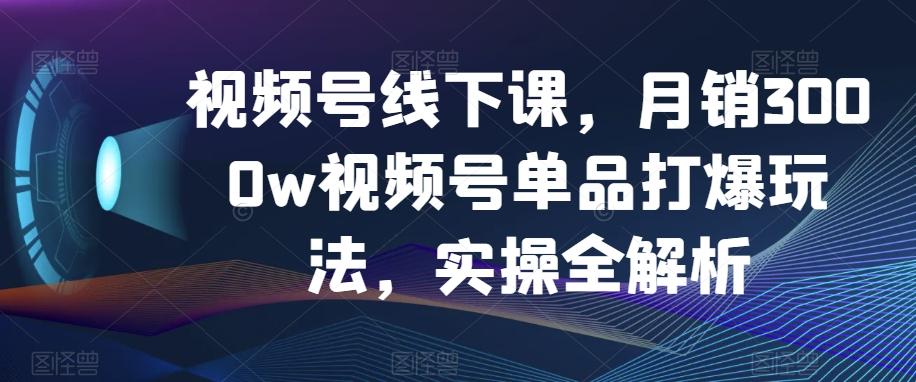 视频号线下课，月销3000w视频号单品打爆玩法，实操全解析-副业网创