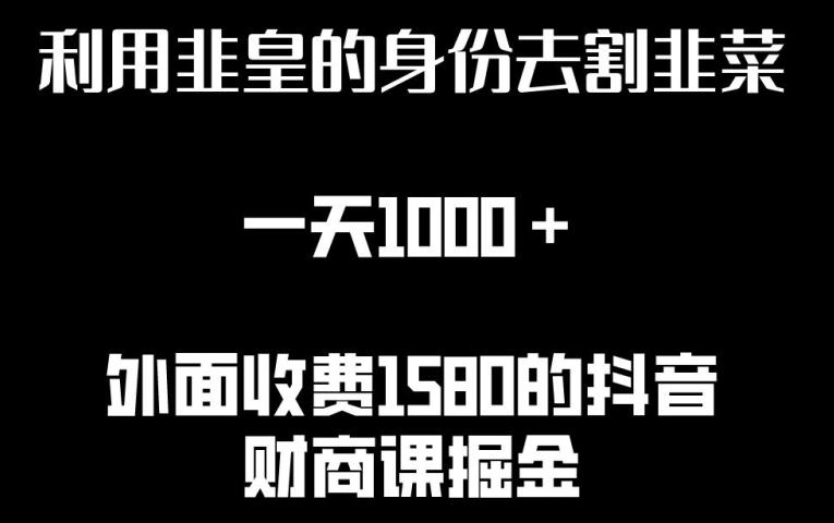 利用非皇的身份去割韭菜，一天1000+(附详细资源)【揭秘】-副业网创