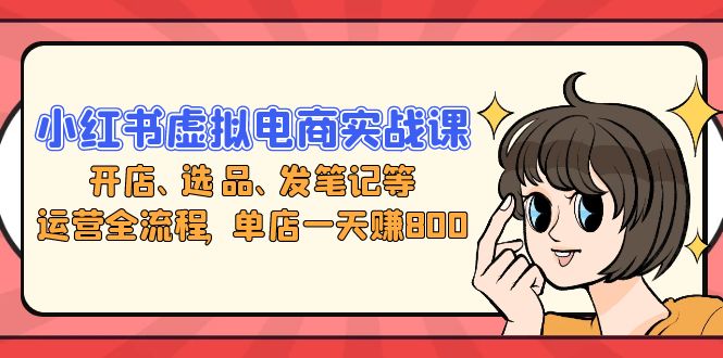 小红书虚拟电商实战课：开店、选品、发笔记等运营全流程，单店一天赚800-副业网创