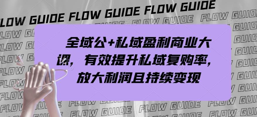 全域公+私域盈利商业大课，有效提升私域复购率，放大利润且持续变现-副业网创