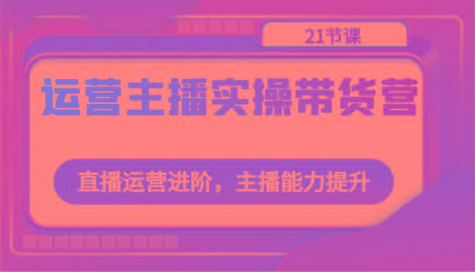 运营主播实操带货营：直播运营进阶，主播能力提升(21节课)-副业网创