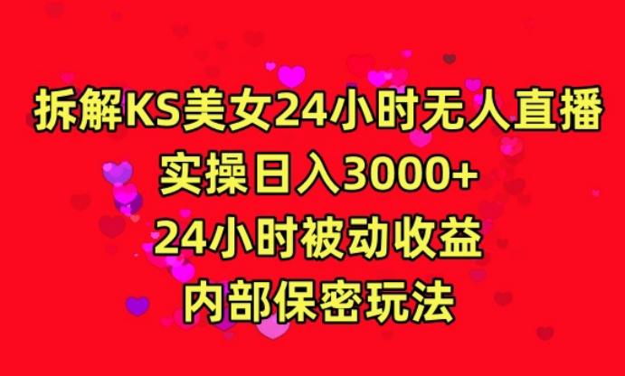 利用快手24小时无人美女直播，实操日入3000，24小时被动收益，内部保密玩法【揭秘】-副业网创