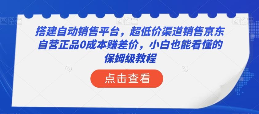 搭建自动销售平台，超低价渠道销售京东自营正品0成本赚差价，小白也能看懂的保姆级教程【揭秘】-副业网创