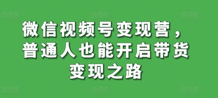 微信视频号变现营，普通人也能开启带货变现之路-副业网创