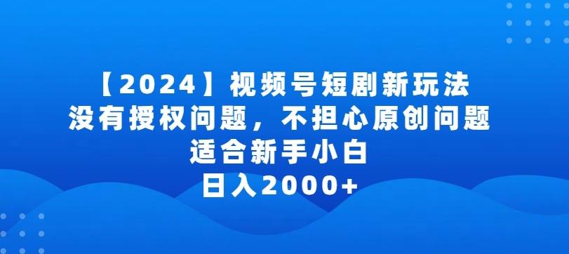 2024视频号短剧玩法，没有授权问题，不担心原创问题，适合新手小白，日入2000+【揭秘】-副业网创
