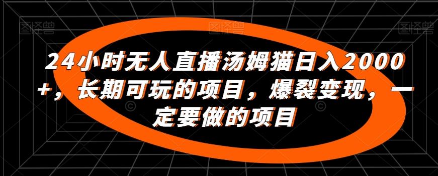 24小时无人直播汤姆猫日入2000+，长期可玩的项目，爆裂变现，一定要做的项目【揭秘】-副业网创