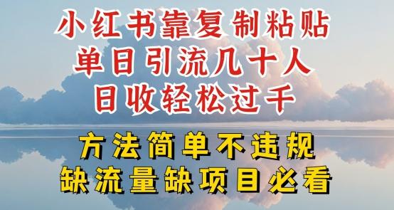 小红书靠复制粘贴单日引流几十人目收轻松过千，方法简单不违规【揭秘】-副业网创