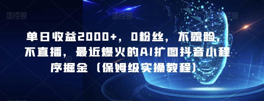 单日收益2000+，0粉丝，不露脸，不直播，最近爆火的AI扩图抖音小程序掘金（保姆级实操教程）-副业网创