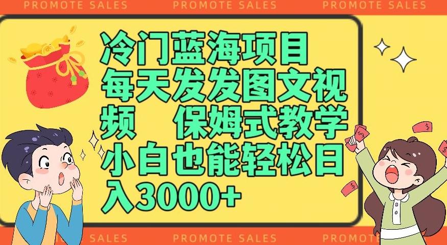 冷门蓝海项目，每天发发图文视频，保姆式教学，小白也能轻松日入3000+-副业网创