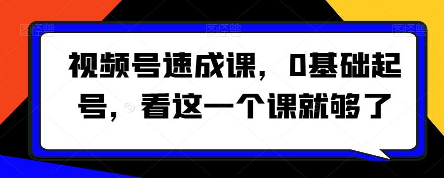 视频号速成课，​0基础起号，看这一个课就够了-副业网创