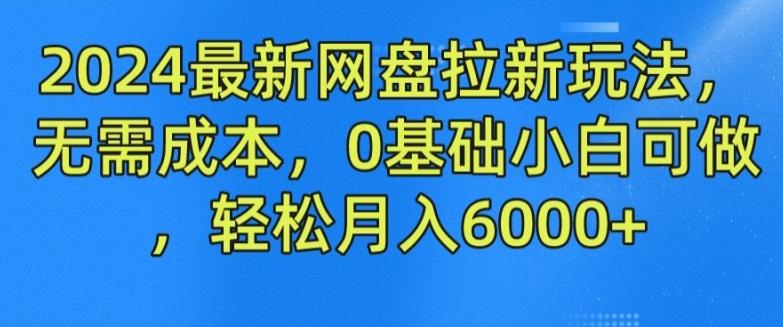 2024最新网盘拉新玩法，无需成本，0基础小白可做，轻松月入6000+【揭秘】-副业网创