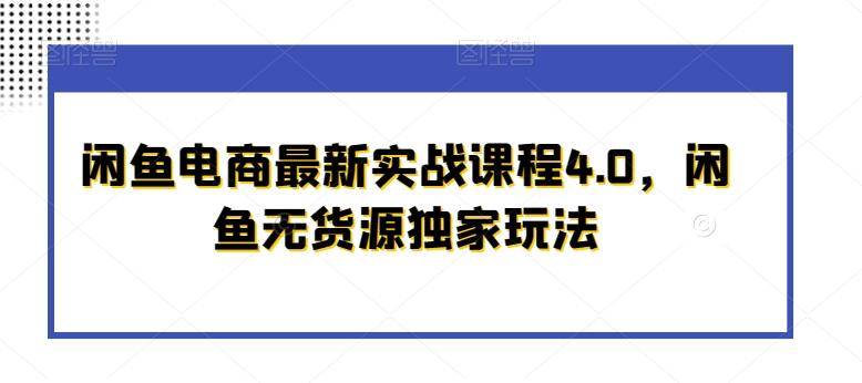 闲鱼电商最新实战课程4.0，闲鱼无货源独家玩法-副业网创