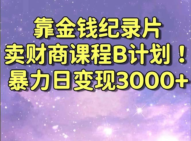 靠金钱纪录片卖财商课程B计划！暴力日变现3000+，喂饭式干货教程！-副业网创