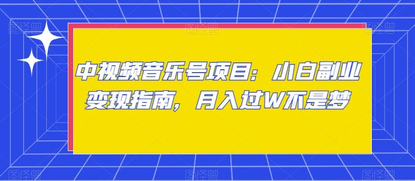 中视频音乐号项目：小白副业变现指南，月入过W不是梦【揭秘】-副业网创