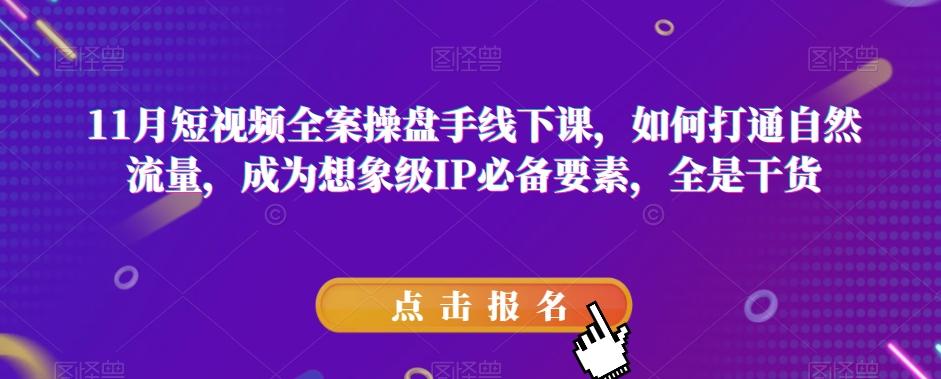 11月短视频全案操盘手线下课，如何打通自然流量，成为想象级IP必备要素，全是干货-副业网创