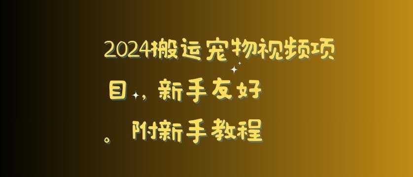 2024搬运宠物视频项目，新手友好，完美去重，附新手教程【揭秘】-副业网创